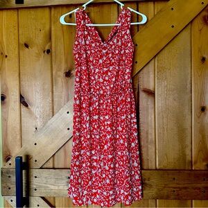 Kaileigh Red Floral Midi Dress